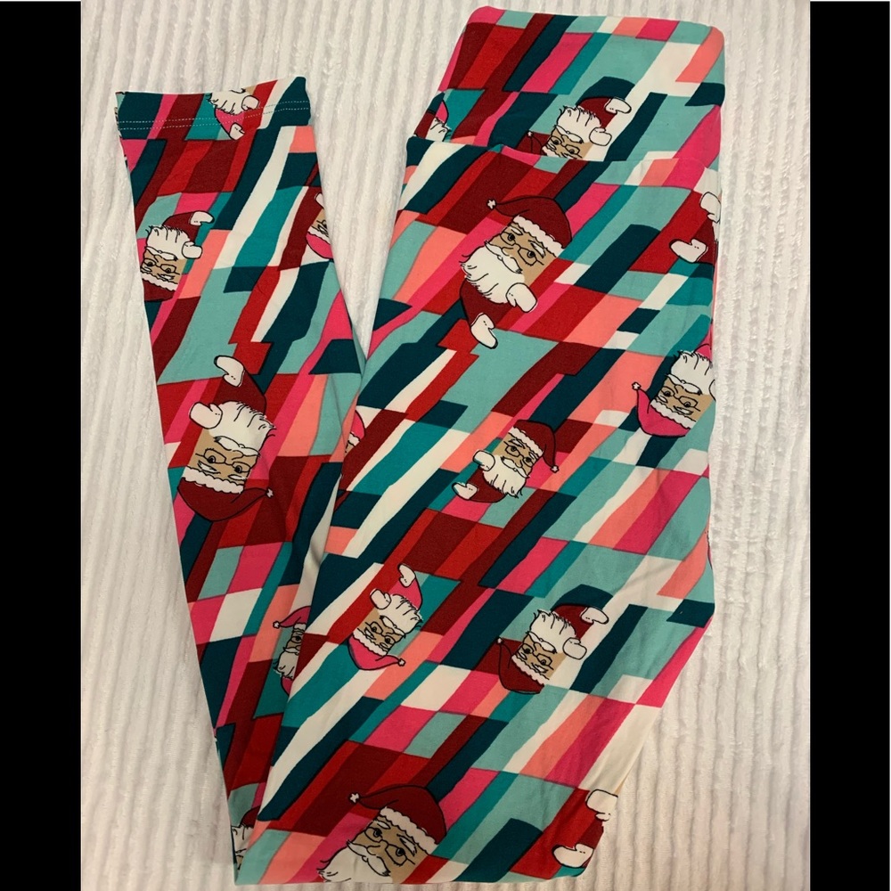 Lularoe Santa multicolor leggings. OS, brand new